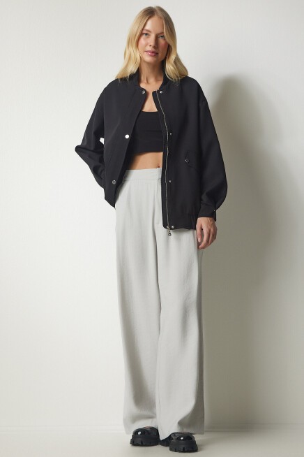 Geniş Cepli Bomber Mont SİYAH LFN0022
