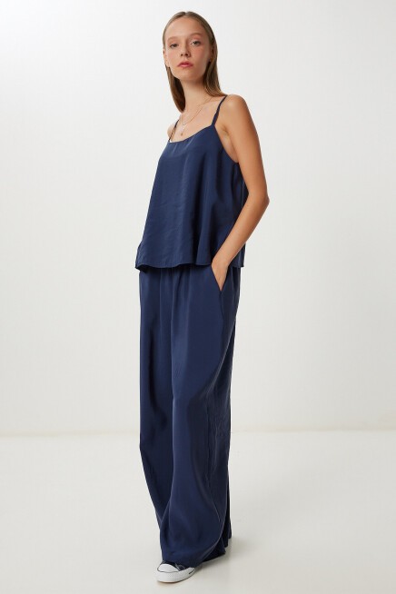 Askılı Modal Bluz Pantolon Takım LACİVERT LMC0065