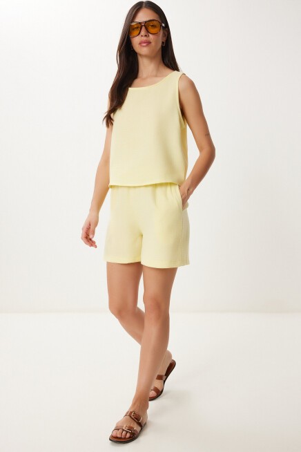 Müslin Bluz Şort Takım SARI LMC0063