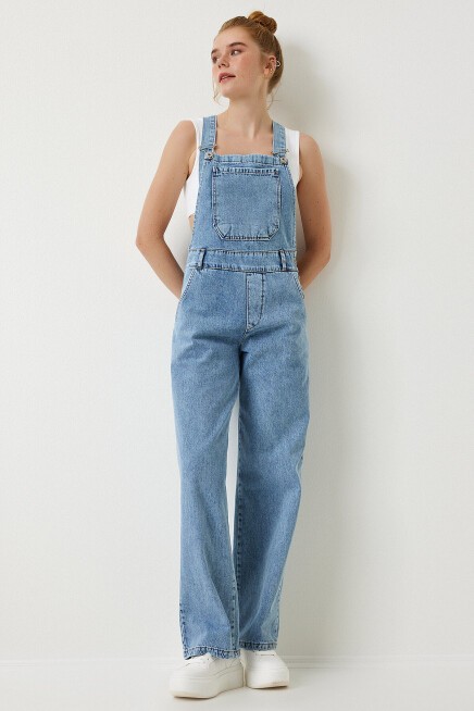 Askılı Denim Bahçıvan Tulum AÇIK MAVİ LRV0006