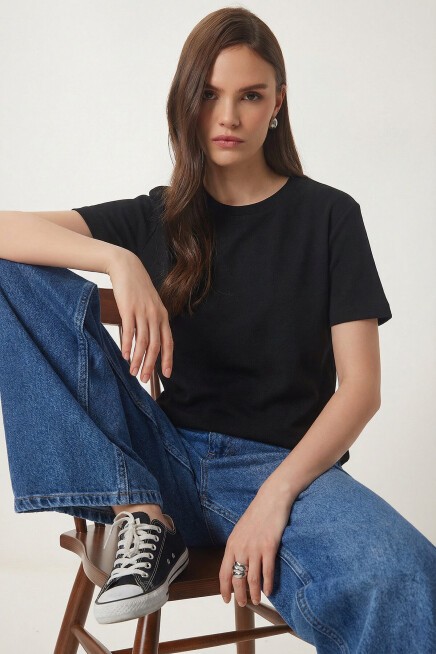 Basic Modal T-shirt SİYAH LMC0084