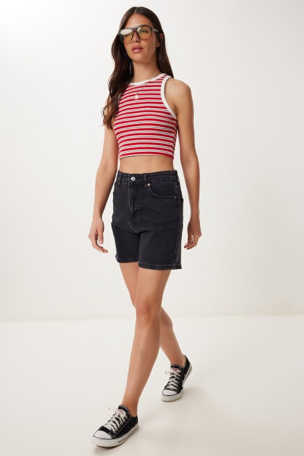 Bermuda Denim Şort SİYAH LUT0017