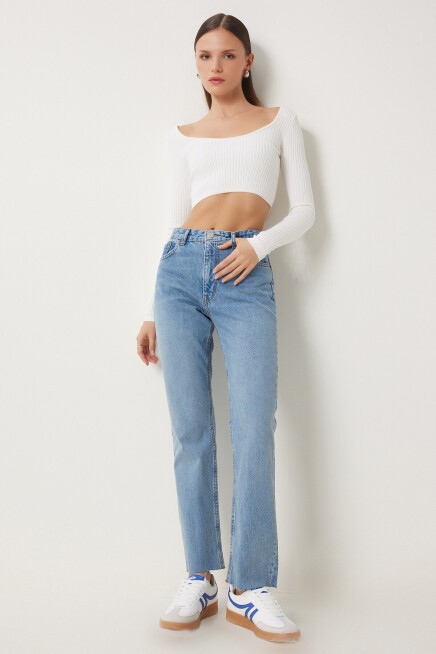 Orta Bel Straight Jeans AÇIK MAVİ LUT0010