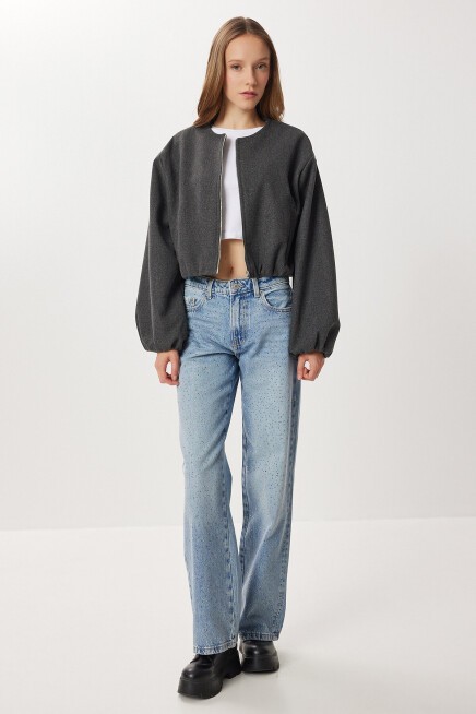 Soft Kaşe Bomber Ceket ANTRASİT LUB0248