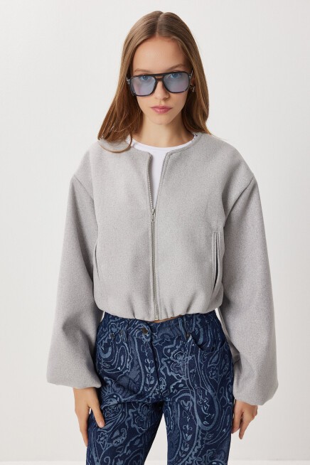 Soft Kaşe Bomber Ceket GRİ LUB0248
