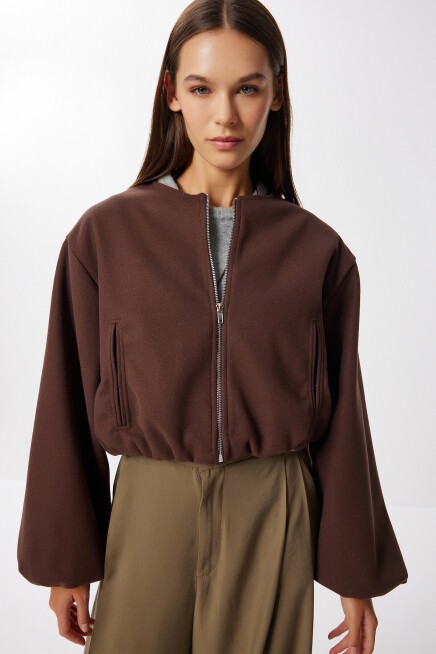 Soft Kaşe Bomber Ceket KAHVERENGİ LUB0248