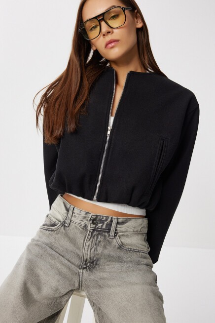 Soft Kaşe Bomber Ceket SİYAH LUB0248