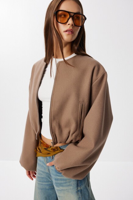 Soft Kaşe Bomber Ceket VİZON LUB0248