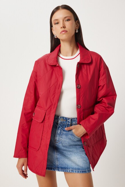Cepli Oversize Kapitone Mont KIRMIZI LFO0001