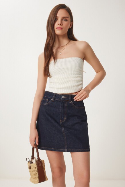 Mini Denim Etek KOYU MAVİ LOK0007