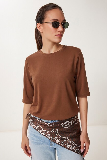 Vatkalı İnterlok Tshirt KAKAO LUS0085