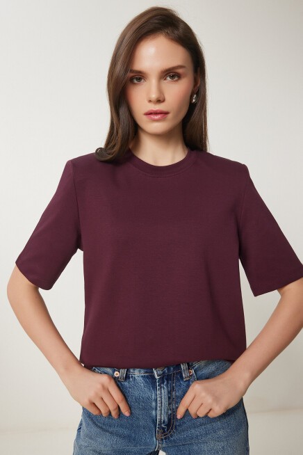 Vatkalı İnterlok Tshirt MÜRDÜM LUS0085