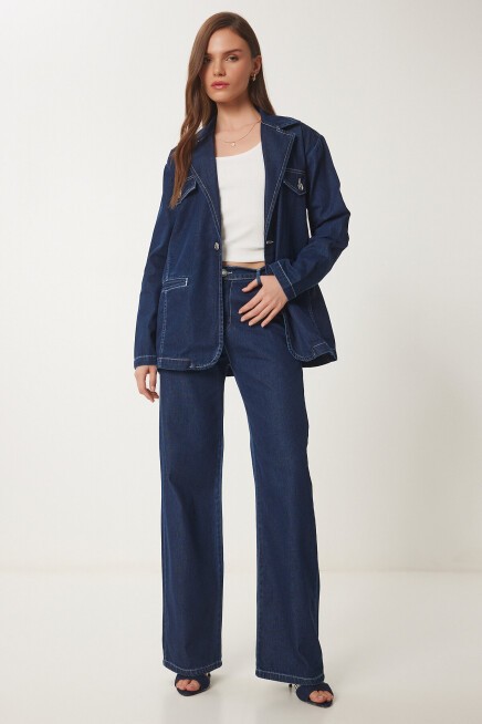 Denim Ceket Pantolon Takım KOYU MAVİ LLC0001