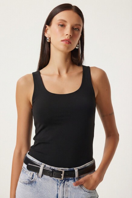 2’li Paket Basic Örme Bluz SİYAH BEYAZ LRN0011