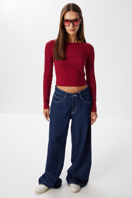 Basic Crop Modal Bluz BORDO LUB0247