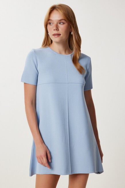 Oversize Basic Triko Elbise GÖK MAVİ LUB0161