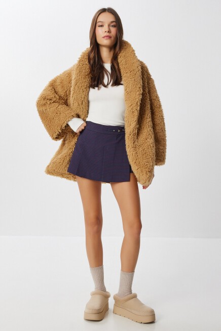 Oversize Suni Kürk Kaban CAMEL LVW0008