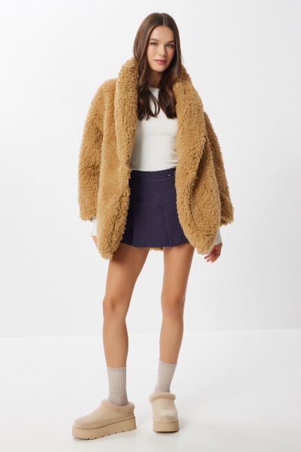 Oversize Suni Kürk Kaban CAMEL LVW0008