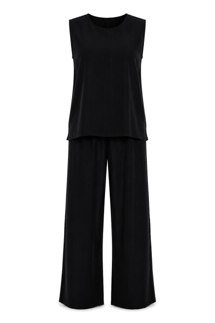 3’lü Gömlek Bluz Pantolon Gabardin Takım SİYAH LBY0071