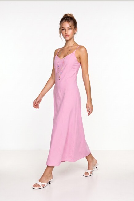 Askılı Basic Yazlık Elbise PEMBE LNT0043