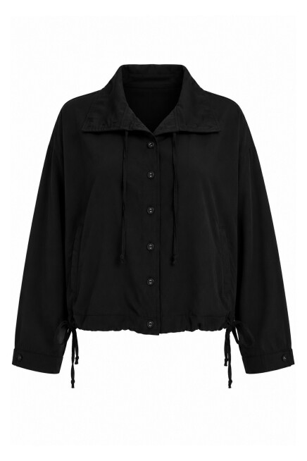 Kısa Poplin Trençkot SİYAH LBY0069