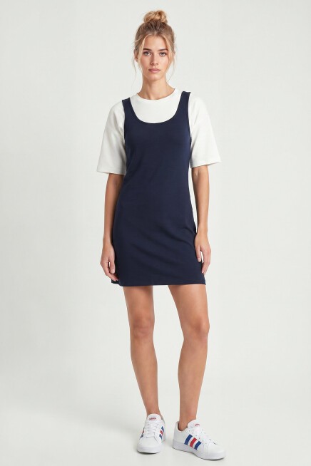 Mini T-shirt Elbise İkili Modal Takım LACİVERT LNT0040