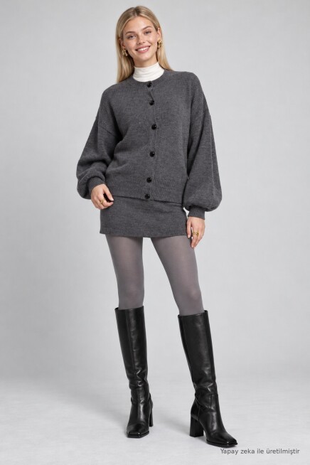 Hırka-Etek Triko Takım ANTRASİT LAS0016