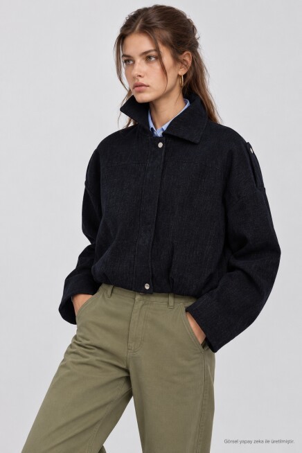 Kadife Dokulu Premium Selection Bomber Ceket LACİVERT LBY0097