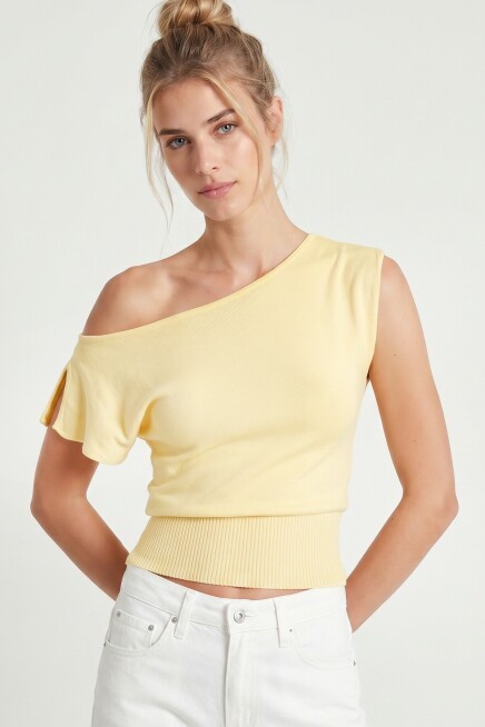 Kayık Yaka Bluz SARI LUB0359
