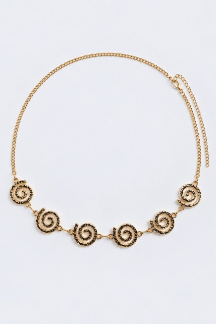 Spiral Sarmal Motifli Metal Zincir Kemer GOLD LKU0003