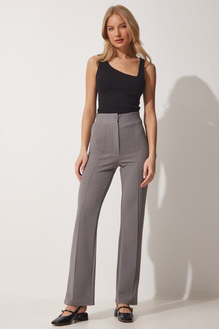 YÜKSEK BEL LİKRALI RAHAT ÖRME PANTOLON