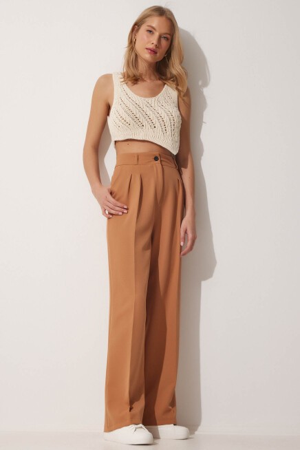 GENİŞ PAÇA MASKÜLEN DOKUMA PANTOLON