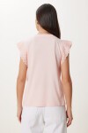 Fistolu Esnek Viskon Örme T-shirt AÇIK PEMBE HCR0001