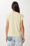 Fistolu Esnek Viskon Örme T-shirt SARI HCR0001