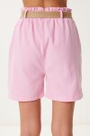 Hasır Kemerli Keten Şort PEMBE HBV0006