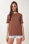 2li Paket Pamuklu Basic Örme T-shirt BORDO KAHVERENGİ LAG0002