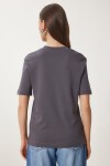 2li Paket Pamuklu Basic Örme T-shirt FÜME BEYAZ LAG0002