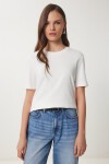 2li Paket Pamuklu Basic Örme T-shirt FÜME BEYAZ LAG0002