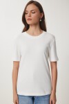 2li Paket Pamuklu Basic Örme T-shirt FÜME BEYAZ LAG0002