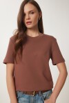 2li Paket Pamuklu Basic Örme T-shirt KAHVERENGİ BEYAZ LAG0002