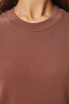 2li Paket Pamuklu Basic Örme T-shirt KAHVERENGİ BİSKÜVİ LAG0002