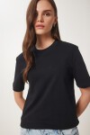 2li Paket Pamuklu Basic Örme T-shirt SİYAH BEYAZ LAG0002