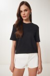 2li Paket Pamuklu Basic Örme T-shirt SİYAH FÜME LAG0002