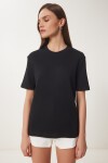2li Paket Pamuklu Basic Örme T-shirt SİYAH FÜME LAG0002