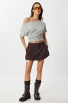Açık Omuzlu Modal Bluz GRİ MELANJ LBY0048