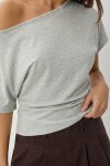Açık Omuzlu Modal Bluz GRİ MELANJ LBY0048