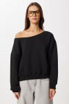 Açık Omuzlu Şardonlu Örme Sweatshirt SİYAH LAN0076