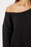 Açık Omuzlu Şardonlu Örme Sweatshirt SİYAH LAN0076