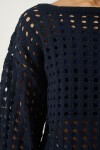 Ajurlu Crop Triko Kazak LACİVERT LAS0006