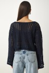 Ajurlu Crop Triko Kazak LACİVERT LAS0006